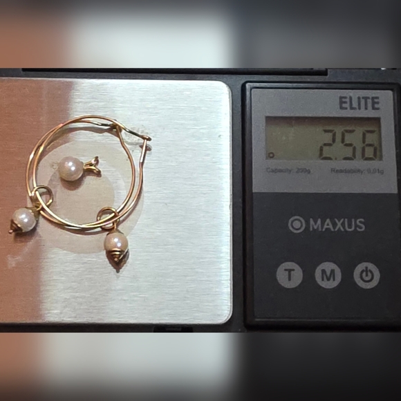 14K GENUINE CULTURED PEARL EARRINGS AND PENDANT 2.56 Grams - Picture 3 of 6